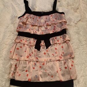 Jacob Pink and Black sleeveless top with Ruffled Design